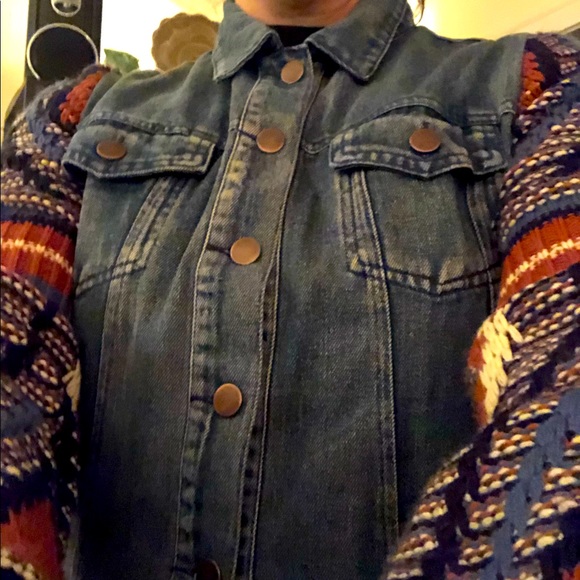 Coats | Denim Jacket With Knit Sleeves 